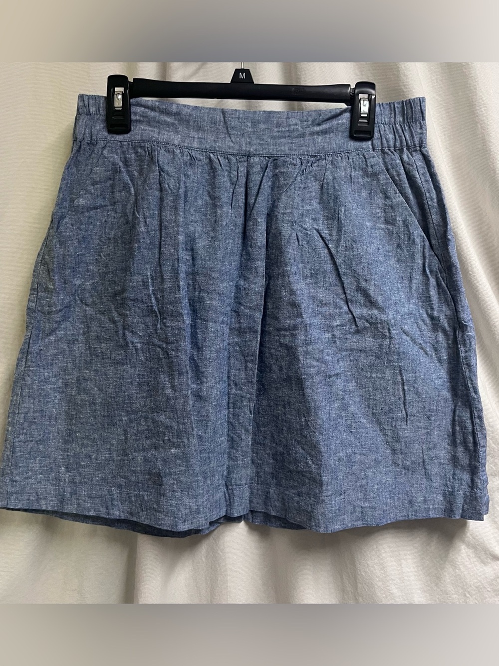 LOFT Outlet Women’s Medium Blue Chambray Linen Cotton Elastic Waist Skirt